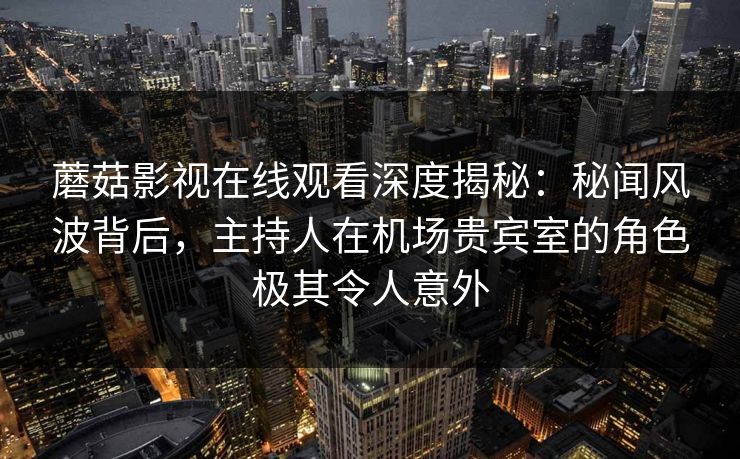 蘑菇影视在线观看深度揭秘：秘闻风波背后，主持人在机场贵宾室的角色极其令人意外