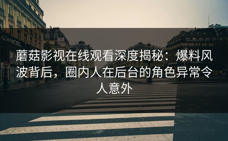 蘑菇影视在线观看深度揭秘:爆料风波背后,圈内人在后台的角色异常令人意外