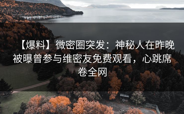 【爆料】微密圈突发：神秘人在昨晚被曝曾参与维密友免费观看，心跳席卷全网