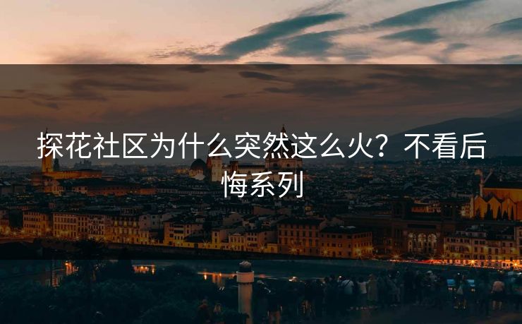 探花社区为什么突然这么火？不看后悔系列