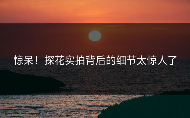 惊呆！探花实拍背后的细节太惊人了
