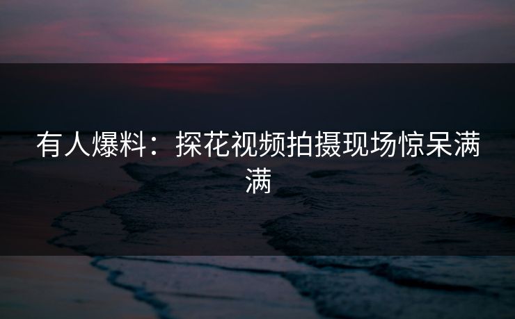 有人爆料：探花视频拍摄现场惊呆满满