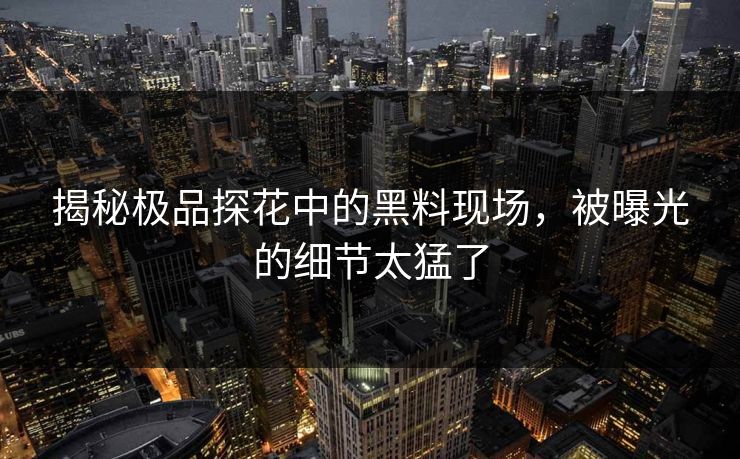 揭秘极品探花中的黑料现场，被曝光的细节太猛了