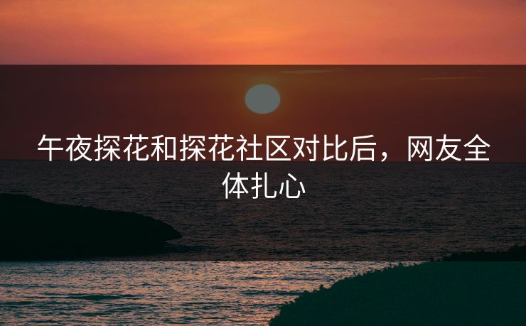 午夜探花和探花社区对比后，网友全体扎心