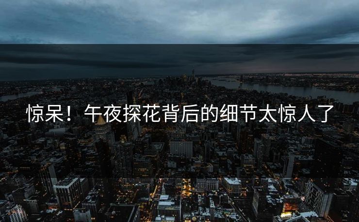 惊呆！午夜探花背后的细节太惊人了