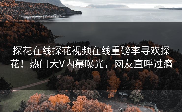 探花在线探花视频在线重磅李寻欢探花！热门大V内幕曝光，网友直呼过瘾