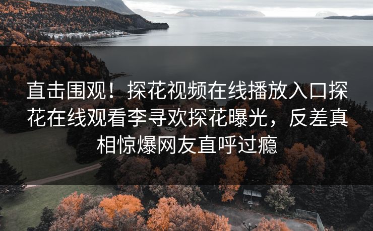 直击围观！探花视频在线播放入口探花在线观看李寻欢探花曝光，反差真相惊爆网友直呼过瘾