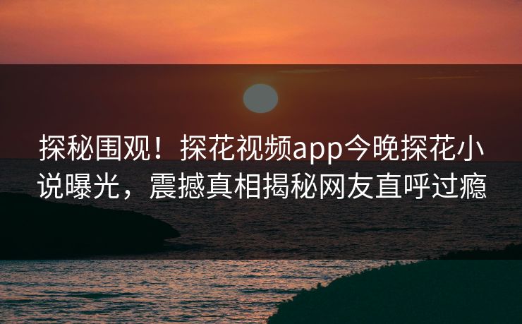 探秘围观！探花视频app今晚探花小说曝光，震撼真相揭秘网友直呼过瘾