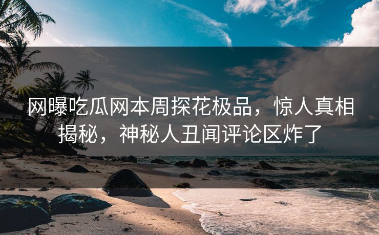 网曝吃瓜网本周探花极品，惊人真相揭秘，神秘人丑闻评论区炸了