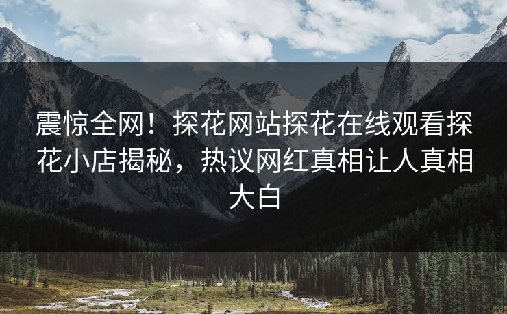 震惊全网！探花网站探花在线观看探花小店揭秘，热议网红真相让人真相大白