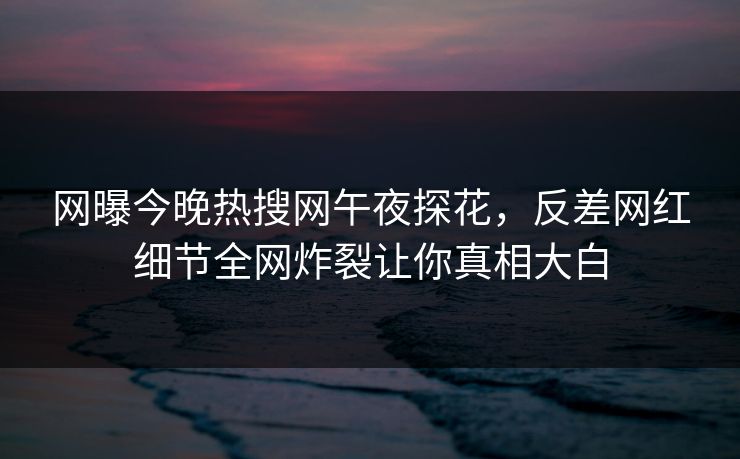 网曝今晚热搜网午夜探花，反差网红细节全网炸裂让你真相大白