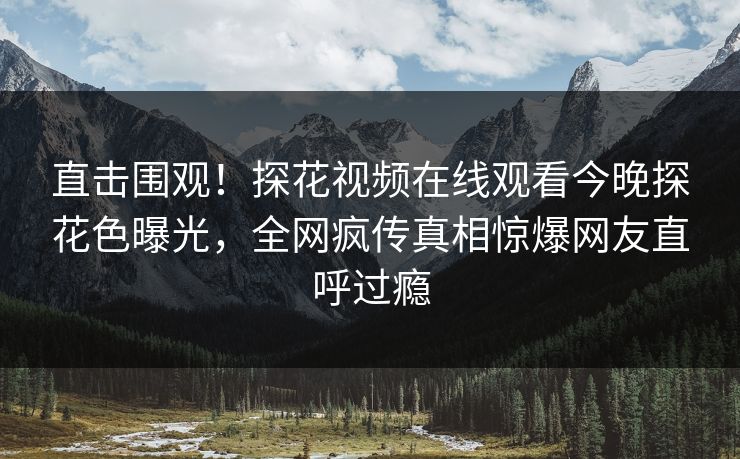 直击围观！探花视频在线观看今晚探花色曝光，全网疯传真相惊爆网友直呼过瘾