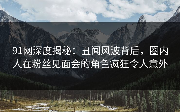 91网深度揭秘：丑闻风波背后，圈内人在粉丝见面会的角色疯狂令人意外