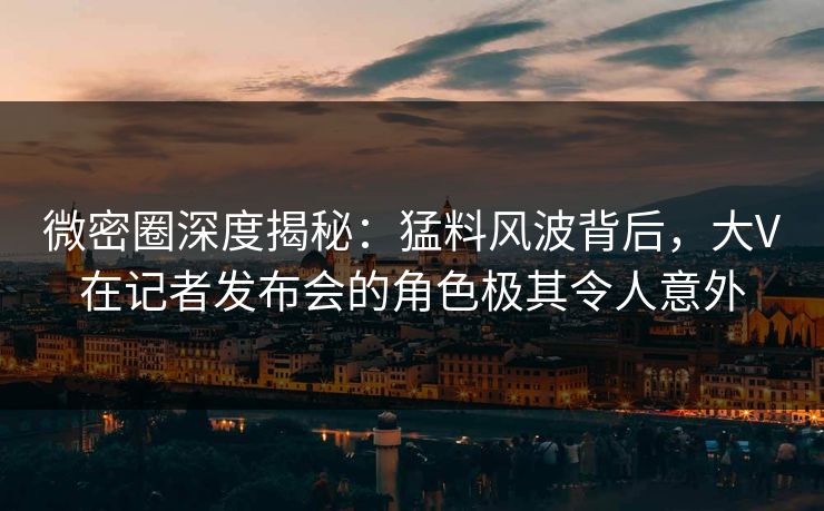 微密圈深度揭秘：猛料风波背后，大V在记者发布会的角色极其令人意外