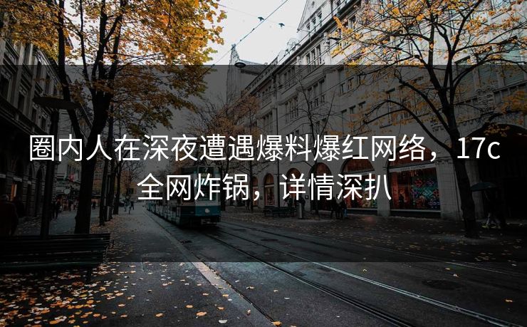 圈内人在深夜遭遇爆料爆红网络，17c全网炸锅，详情深扒
