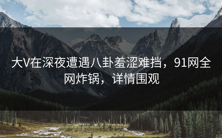 大V在深夜遭遇八卦羞涩难挡，91网全网炸锅，详情围观